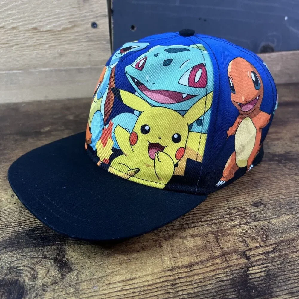 Pokemon Adjustable Snap Back Hat Baseball Cap Pikachu Charmander Squirtle